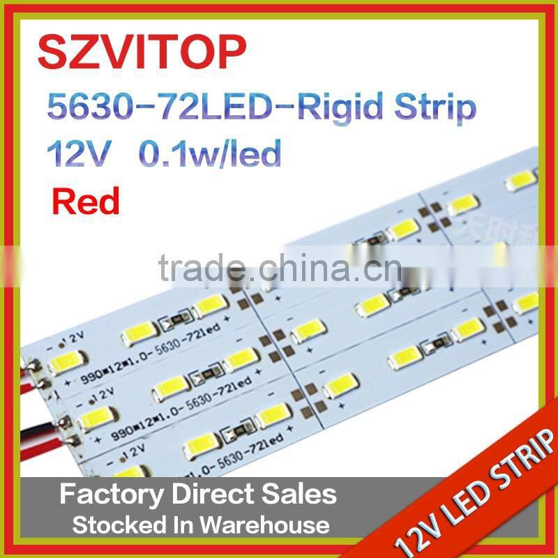 SV SV Dc 12V LED STRIP Super Bright 5630 72LEDs Rigid Strip Light Red Non-waterproof 12mm Width PCB