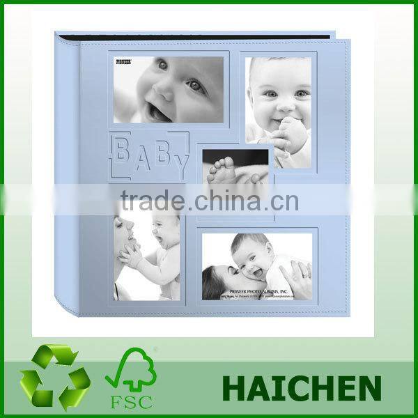 Collage Frame Embossed "Baby" Sewn Leatherette Cover Photo Album