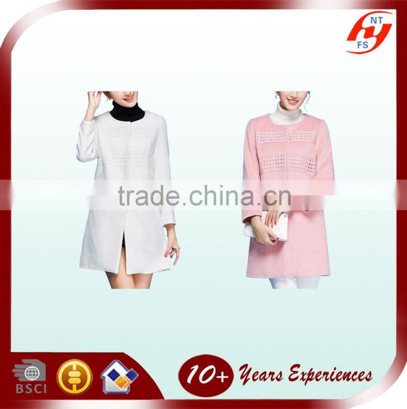 best quality lovely style Korean fashion fall and winter woolen coat 2016 new design long overcoat