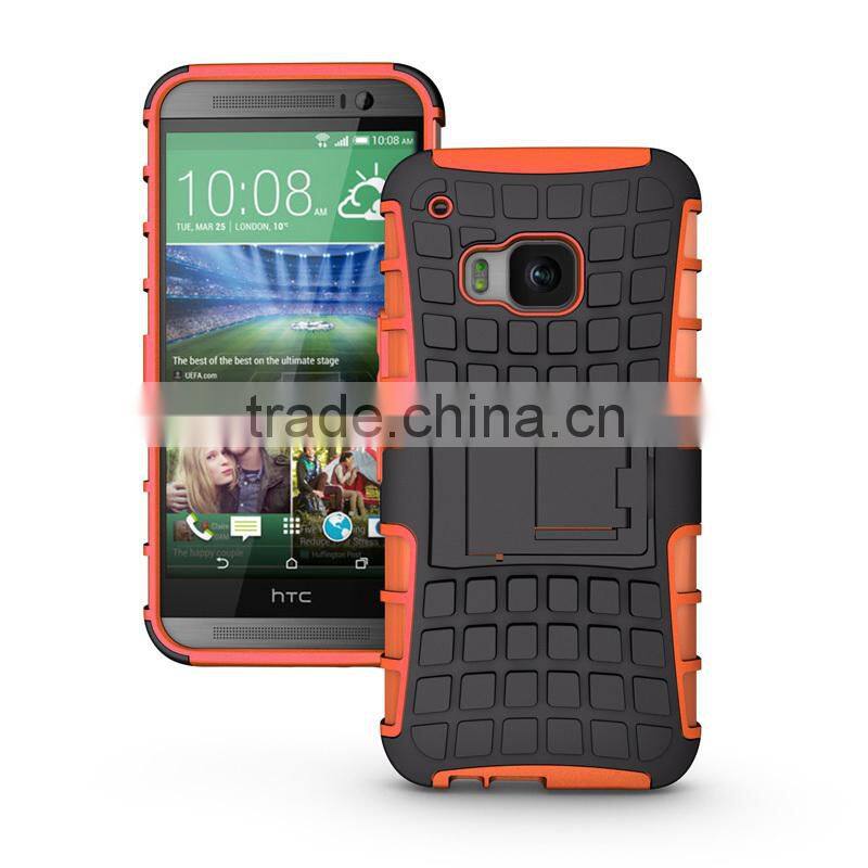 For HTC ONE M9 rugged dual layer hard case with kickstand