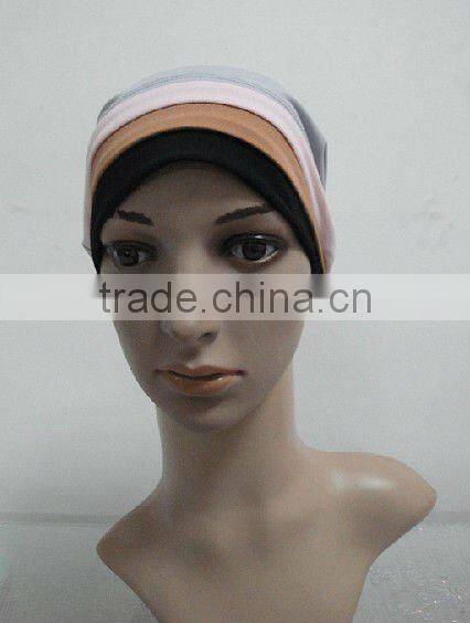 C004 new muslim underscarf with 3 lines,cotton underscarf and hats