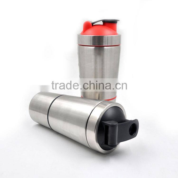 Custom Logo Metal Shaker Bottle,700ML+200ML Metal Shakers for Protein BPA free