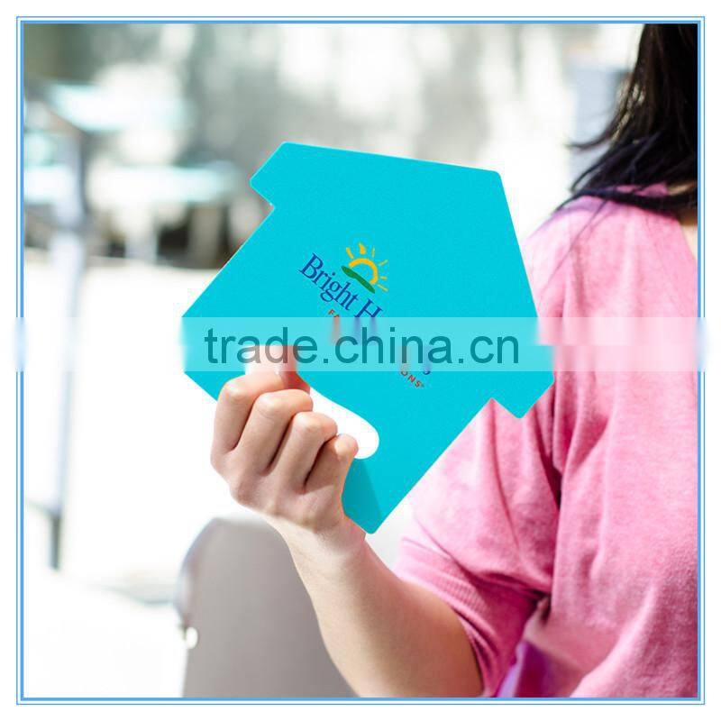 custom shape 17*17cm PP hand fans for promotion
