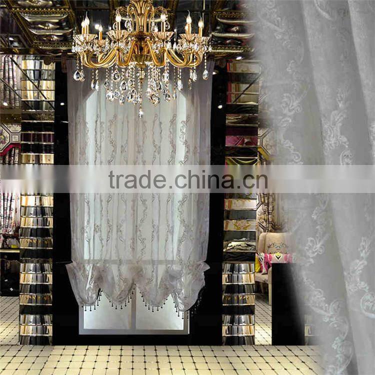 Home decor luxury tulle fabric curtain embroidery roman blinds