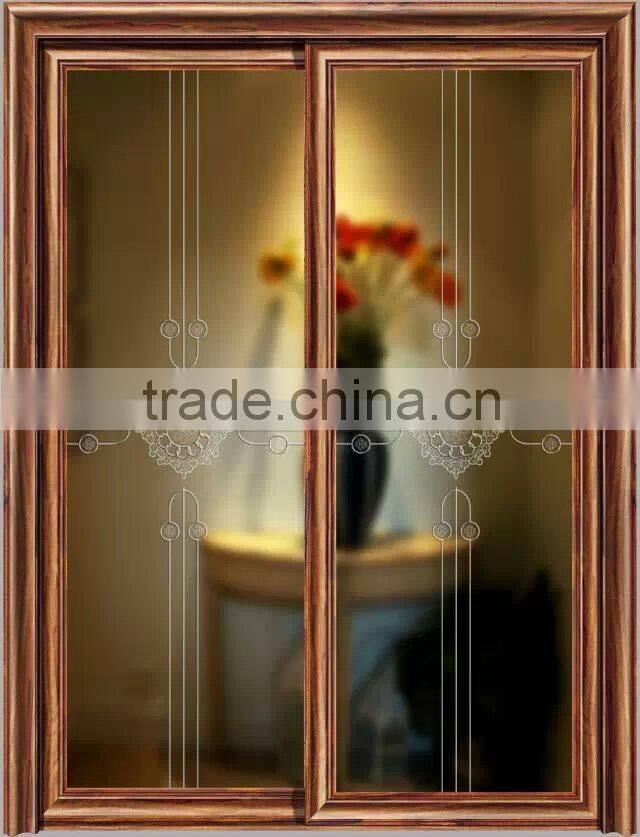 durable wooden frame glass carving for kitchen partition office partition