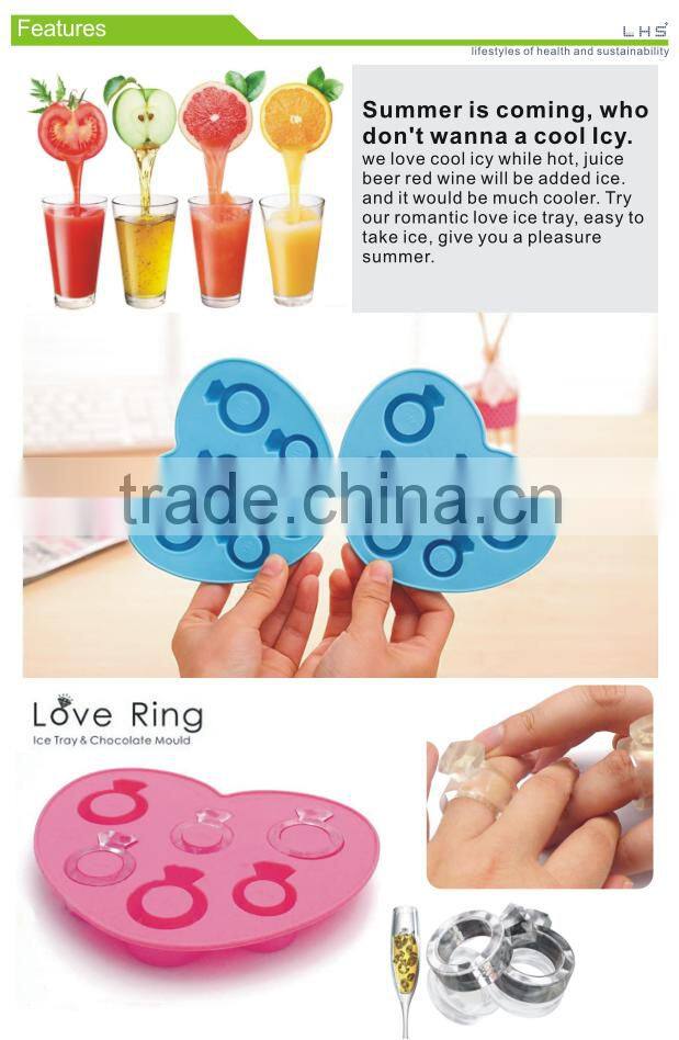 100% food grade wedding gift love diamond ring ice cube