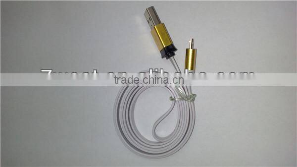 noodle flat metallic shell usb data charger cable for Samsug Sony HTC