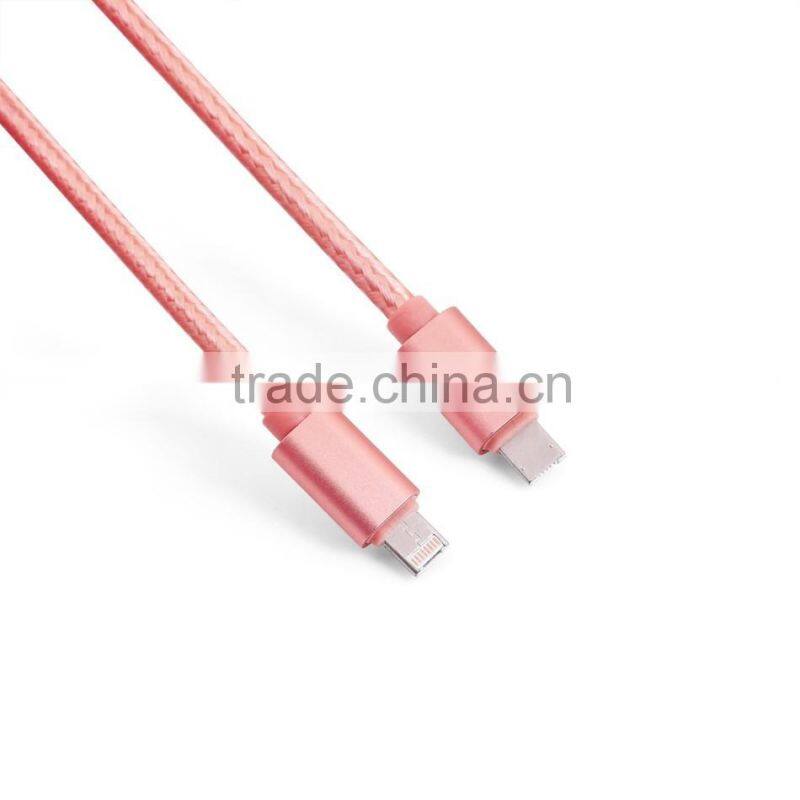 2016 new design data cable one head double function for iPhone and Android, 2 in 1 data cable