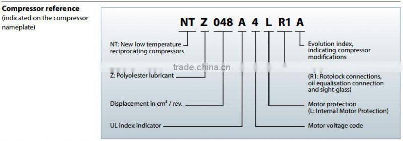 NTZ096 High Quality and Precision Maneurop Hermetic Reciprocating Compressor