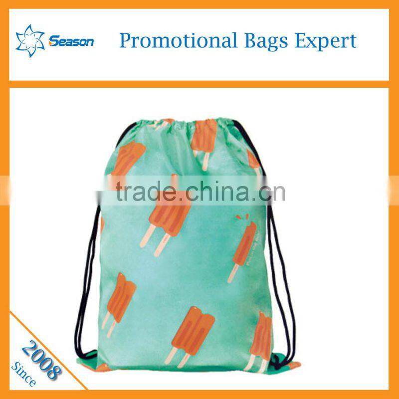 Wholesale promotional Shopping bags custom logo polyester drawstring bag