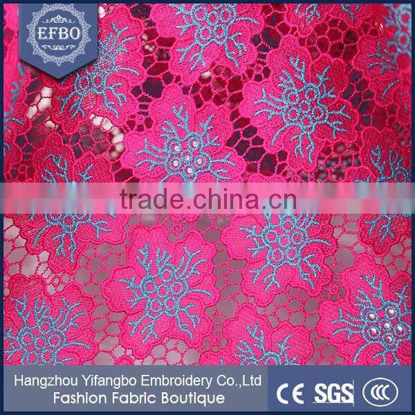 Hot Selling Floral Pattern High Quality Cupion Lace Fabric For Woman Dress