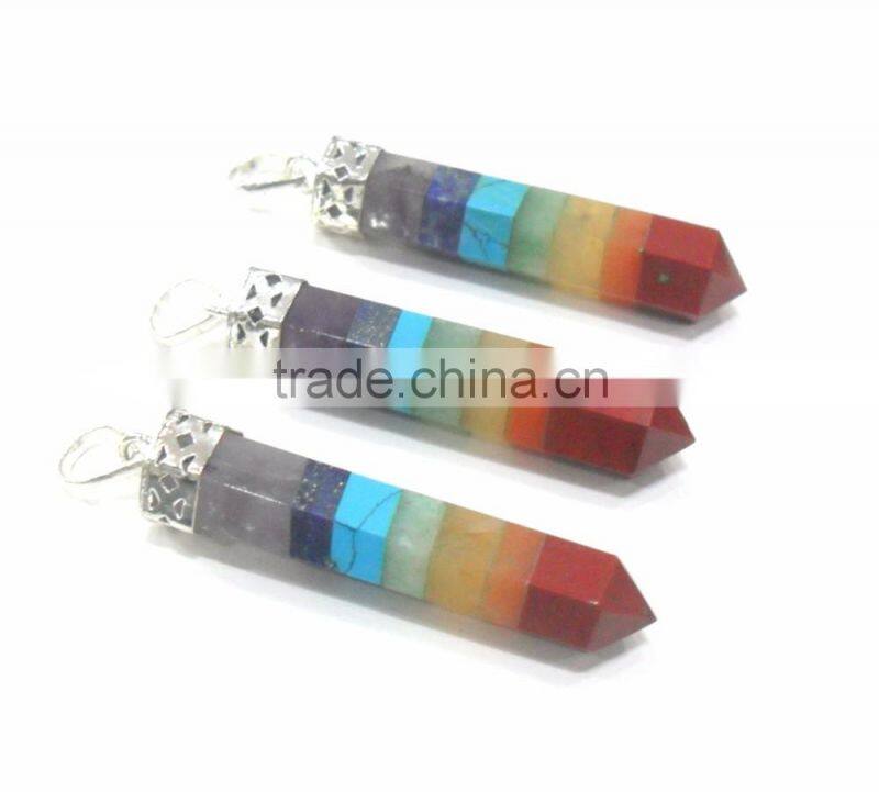 AMETHYST 7 CHAKRA POINT PENDANT SET : CHAKRA CABACHONE PENDANT POINT SET : CHAKRA PENDANT