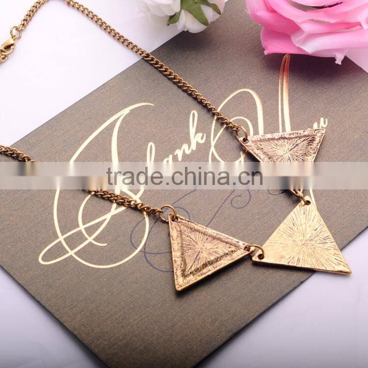 <<<2016 Hot alloy fashion Bohemian style geometrical Triangle beaded Necklace Jewelry for women/