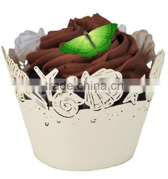 Yellow Filigree Heart Laser Cut Wedding & Party Cupcake Wrappers
