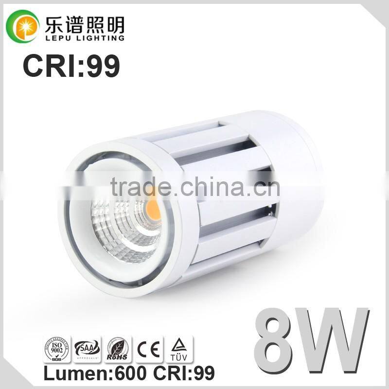 Luxury CRI 99 CE ROHS Dimmable COB led track light 8W 220V 2700K IP44