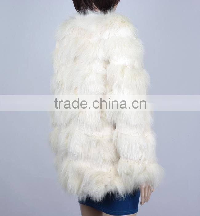 Fashion rabbit Fox Fur Coat From China Women White Fox Fur Coats KZ150103