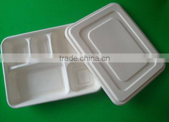 Disposbale Biodegradable Sugarcane Five Compartments Food Containers