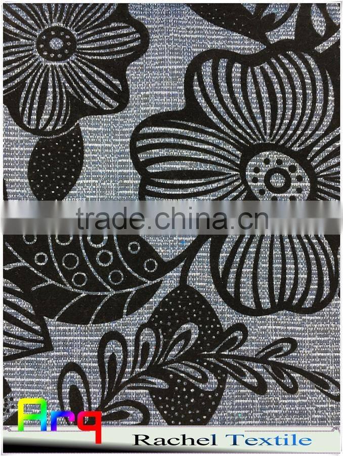 flower design sofa fabrics 57" design- flocking- factory made to order