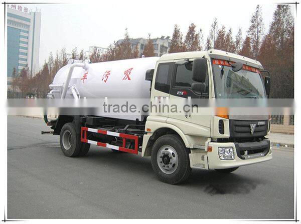 4X2 Vacuum Sewage Suction Truck, Foton sewage pump truck, 8cbm Sewage Sucking Tanker Truck for sale