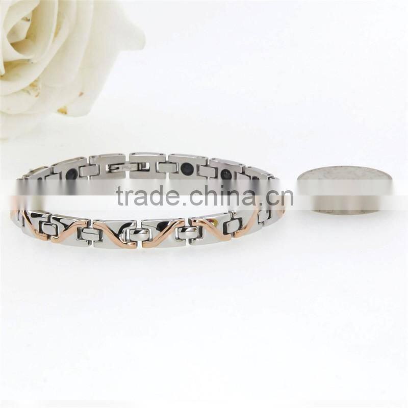Rose-silver plated magnet bracelet with health germanium of jewelry bracelet girls jewelry