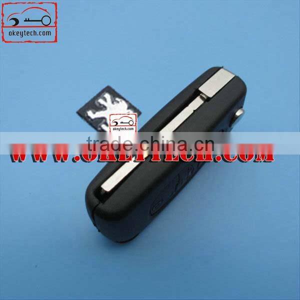 OkeyTech Peugeot 3 button 307 remote key case with trunk button no battery place without groove blade for Peugeot 307 key case
