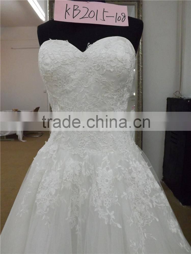 new arrival sexy sweetheart lace bodice wedding dress with lace tail