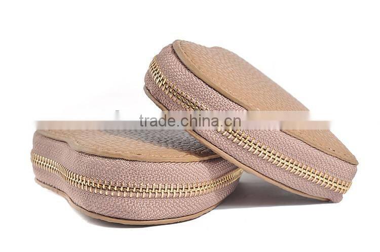 Khaki PU coin purse mini size heart shape coin case for lady