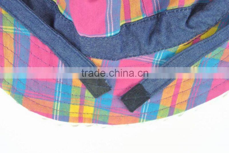 Baby fancy 6 panel reversible denim check bucket hat