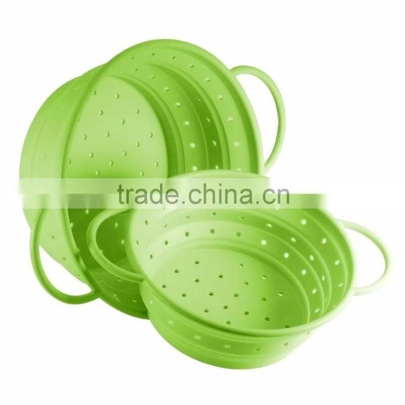 Collapsible Silicone Colander Green Kitchen Foldable Strainer