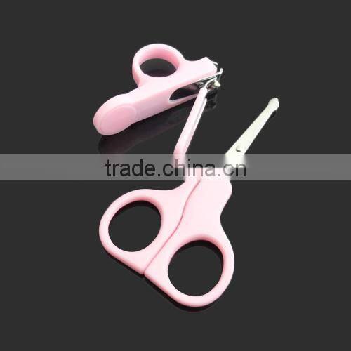 Pink 2pcs set Baby safety eco-friendly baby nail clipper and scissors