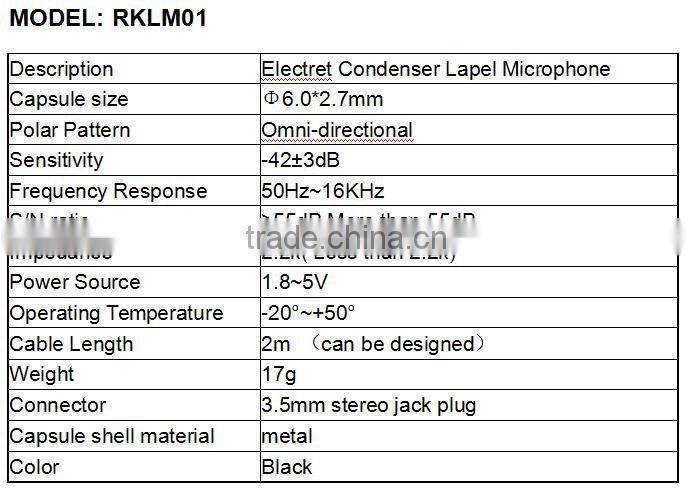 Omni-directional Lapel Microphone , TRS plug Recording Clip-on Microphone For Camera , Wired Noise Cancelling Microphone