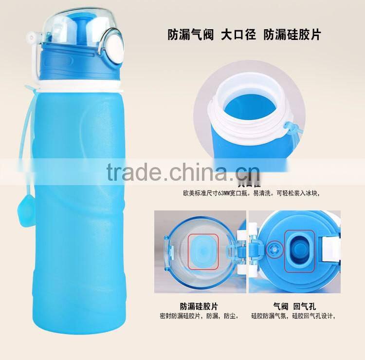 Manufacturing Soft Silicone Water Bottle unbreakable silicone sport water bottle