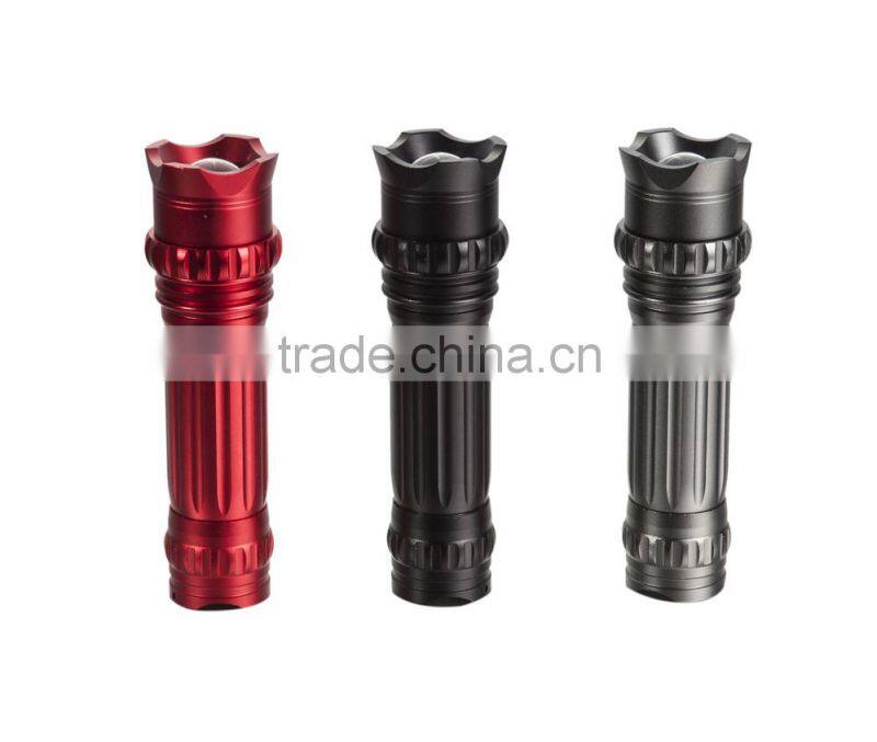 Marble Pillar Style 240 lumens aluminum flashlight led zoom focus Noiseless design power flashlight torch