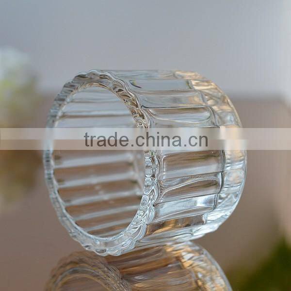 Glass candle container with round shaped for sale