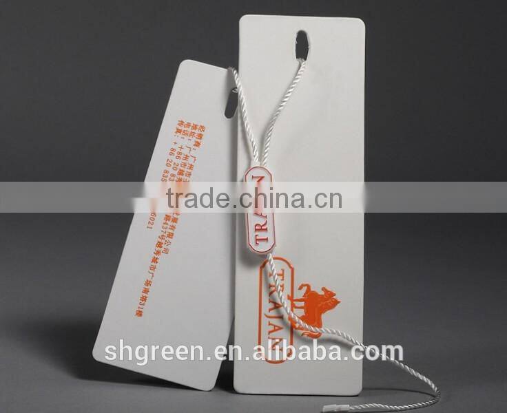 Vogue spot UV paper hangtag with nylon ribbon