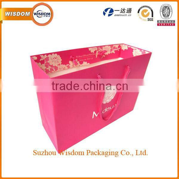 wholesale luxury paper shopping bag with ribbon handle