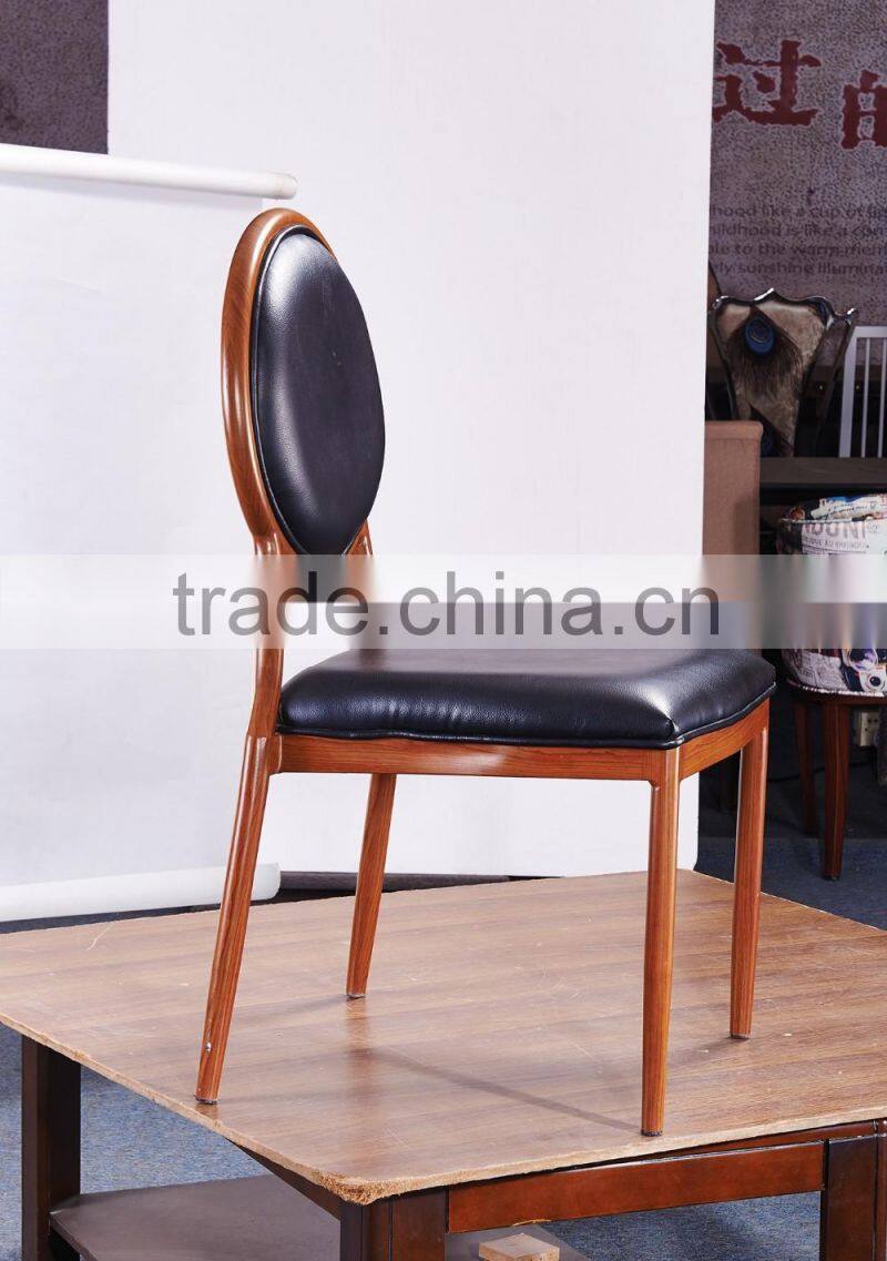 hotsale aluminum round back hotel banquet chair in wood look