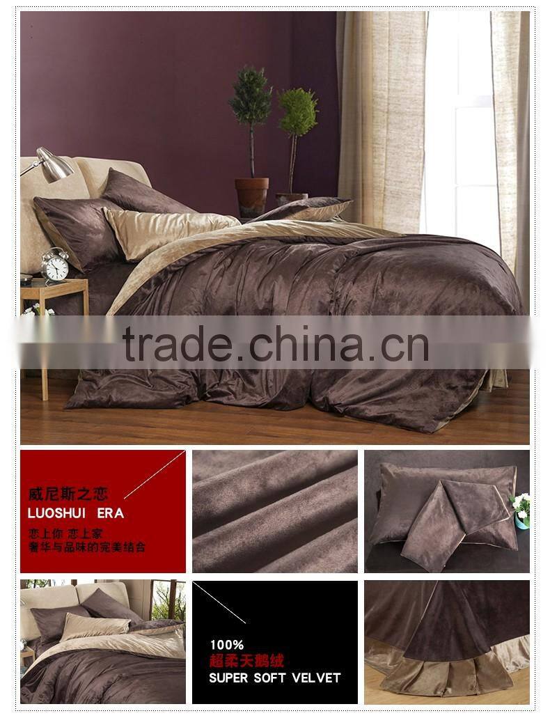 Flannel Fleece Winter Thick Duvet cover sets Coffee Full Queen King size 4pcs Warm Bedding set bedclothes Bedsheet/Bed linen