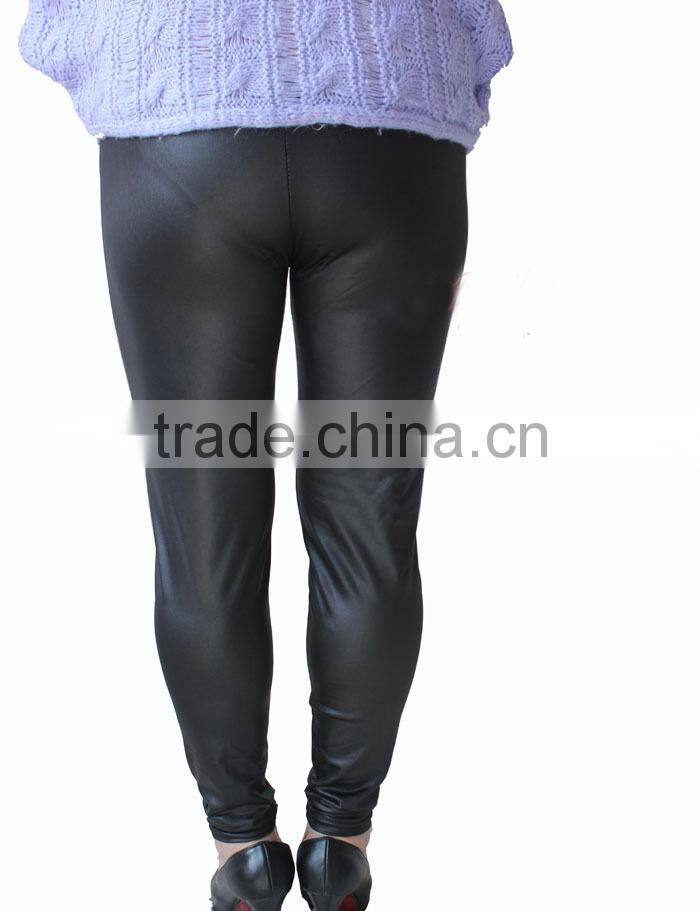 2014 Hot Girls Sexy Black Faux Leather Big Leggings Large Ladies Stretch Pants XXXL