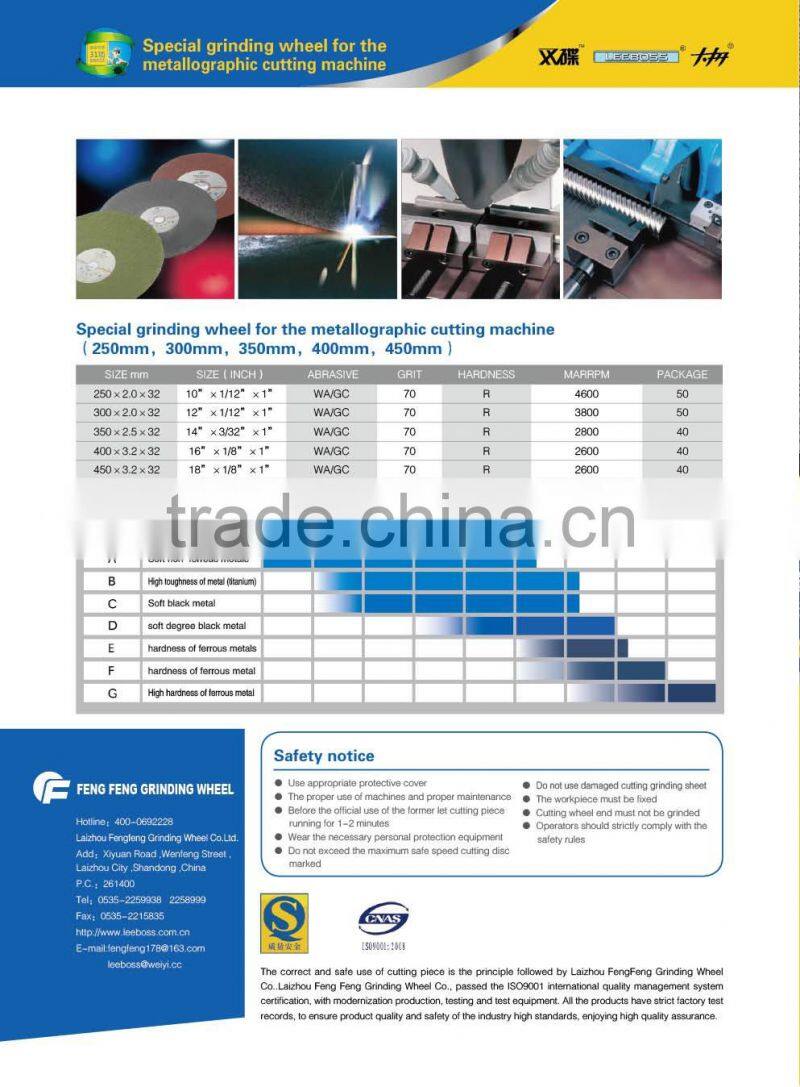 350*2.5*32 special grinding wheel for the metallographic cutting machine