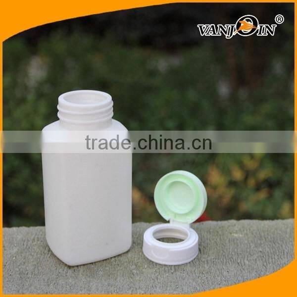 Custom Logo Nature White Rectangular HDPE Pill Bottles with Flip Cap 190cc