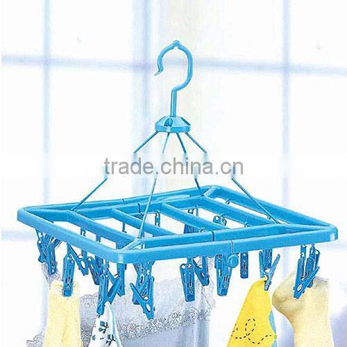 24 pegs rectangle laundry hang Folding Hanger Underwear Clothes Socks Laundry Dryer Dry Clip Peg Dorm Hook