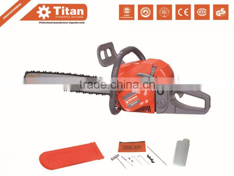 popular 58cc chain saw, gasoline chain saw, 20" bar and chain, 2 stroke, air-cooled, CE,MD certificate