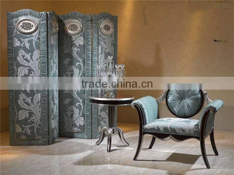 Bluish Green Simple and Refined Stool Chair Table and Screen Set, Bedroom Leisure Chair Set