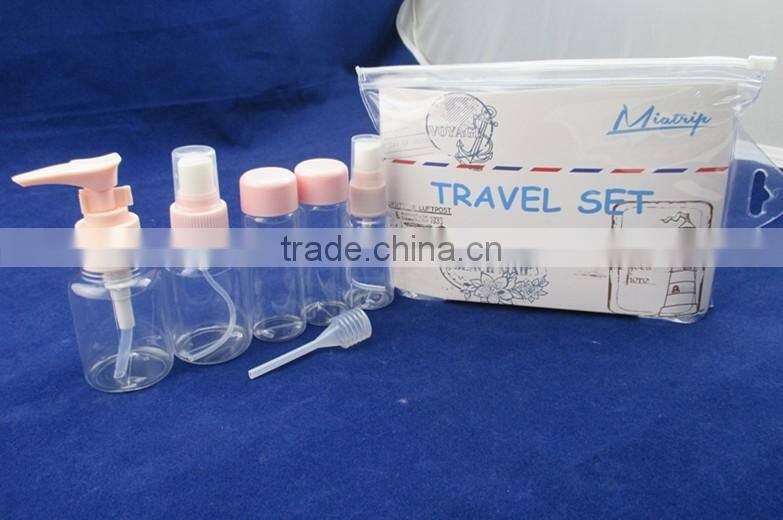 6pcs plastic travel bottle set transparent travel bottle kit