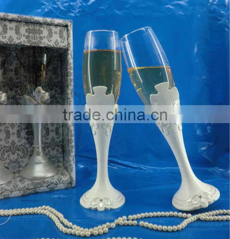 resin cross decorative champagne toasting flutes