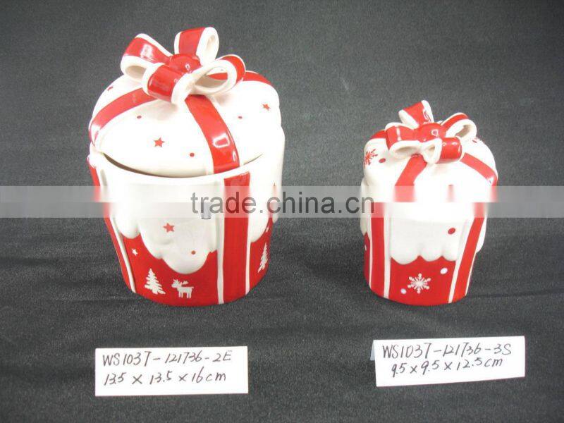 Promotion Gift Ceramic Christmas Round Gift Box