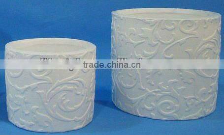 Beautiful Round Embossed Ceramic Flower Pot