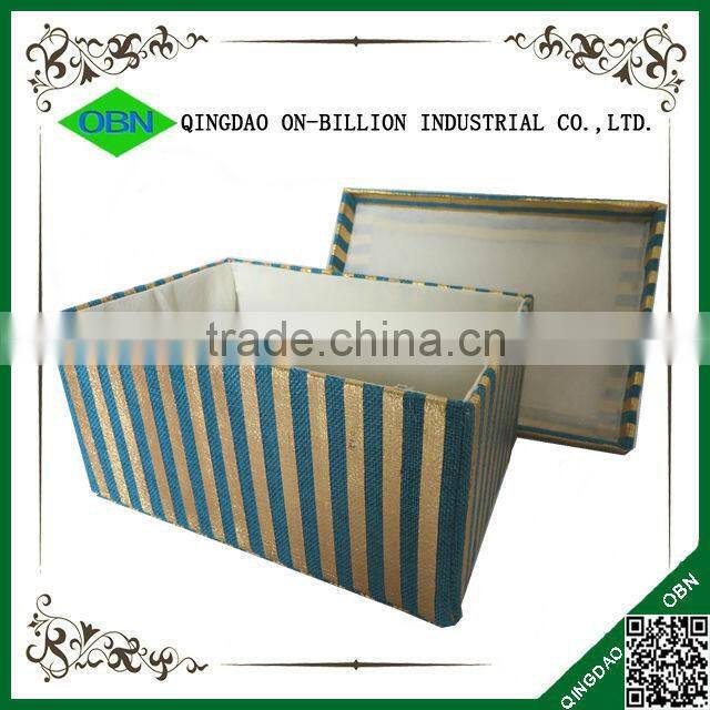 Foldable fabric storage container with handles
