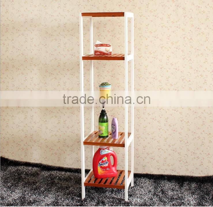Contrast colour walnut wood shelf for bath room